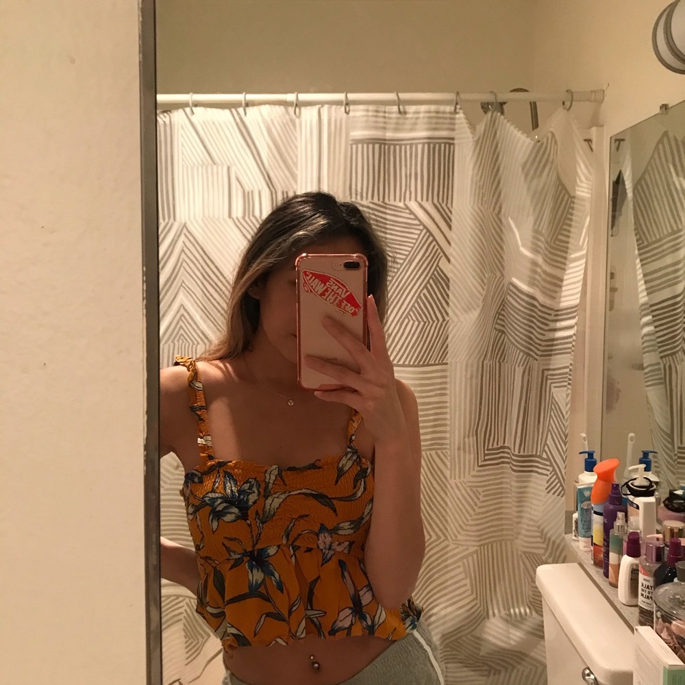 yellow tank top